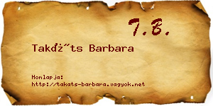 Takáts Barbara névjegykártya